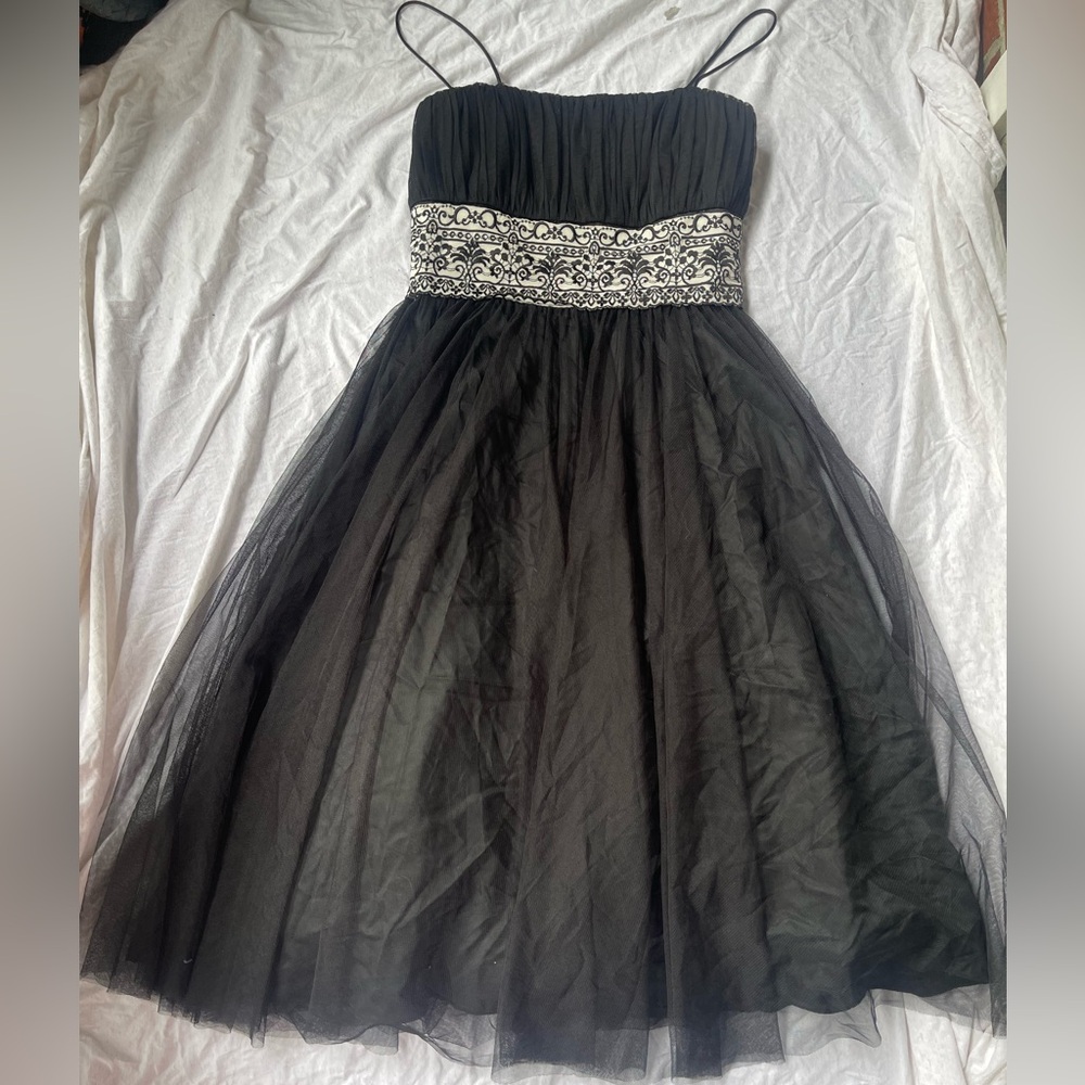 Vintage Oc black gown dress thin strap party gown dress black and white gown